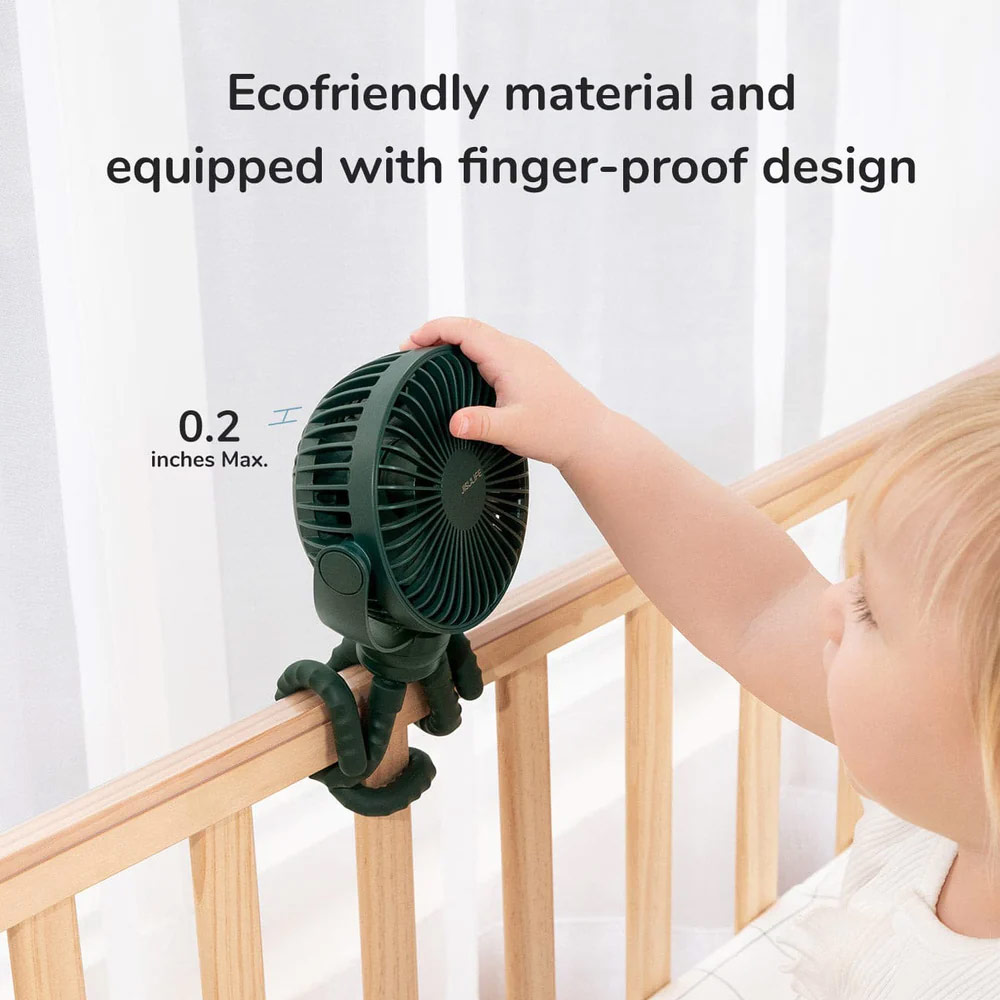 Picture of Jisulife Malaysia Child Safe Low Noise Stroller Car Seat Rotatable Flexible Tripod Mini Rechargeable Fan FA40A  (White)