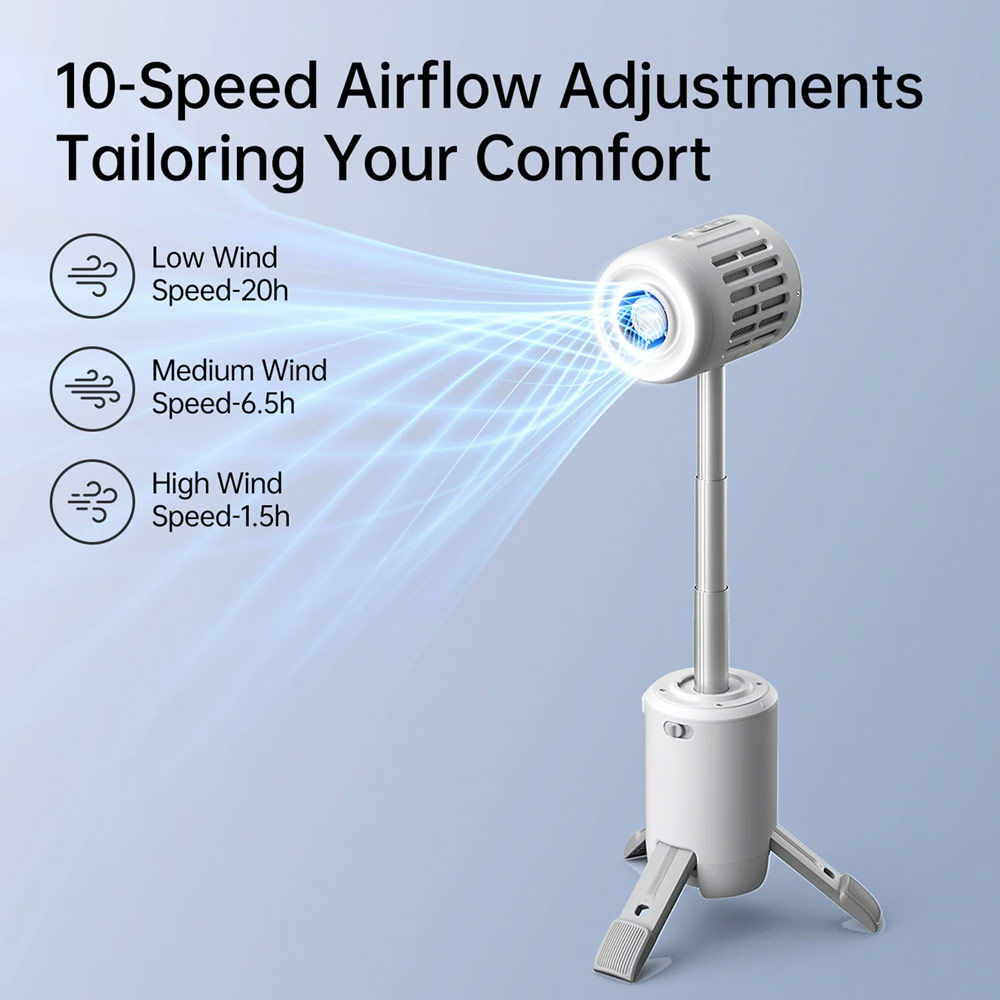 Picture of JISULIFE 2025 Outdoor Fan Ultra1 Rechargeable Turbo Jet Fan Handheld Ceiling Desk Fans With 3 Lighting Modes Power Bank (Light Grey)