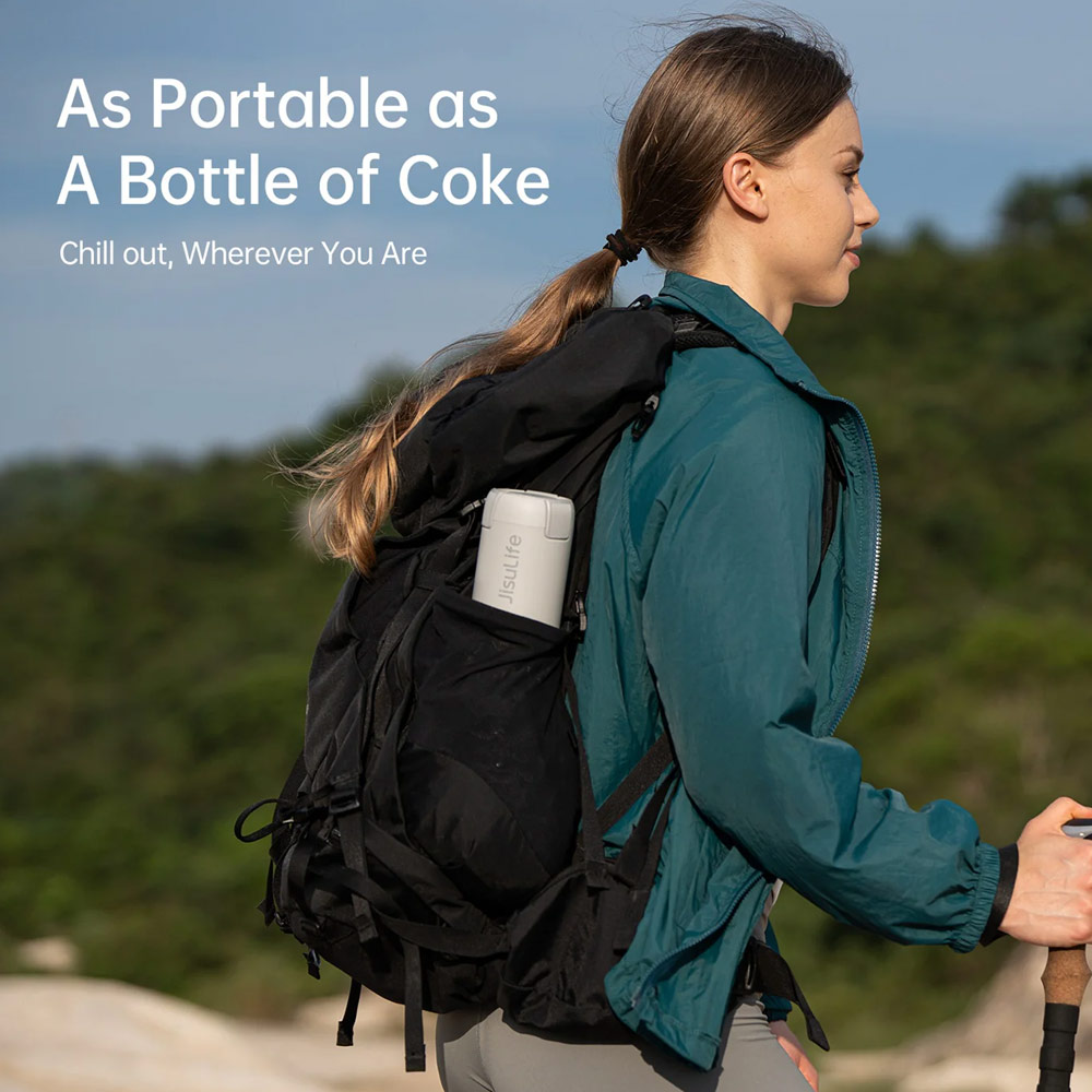 Picture of JISULIFE 2025 Outdoor Fan Ultra1 Rechargeable Turbo Jet Fan Handheld Ceiling Desk Fans With 3 Lighting Modes Power Bank (Light Grey)