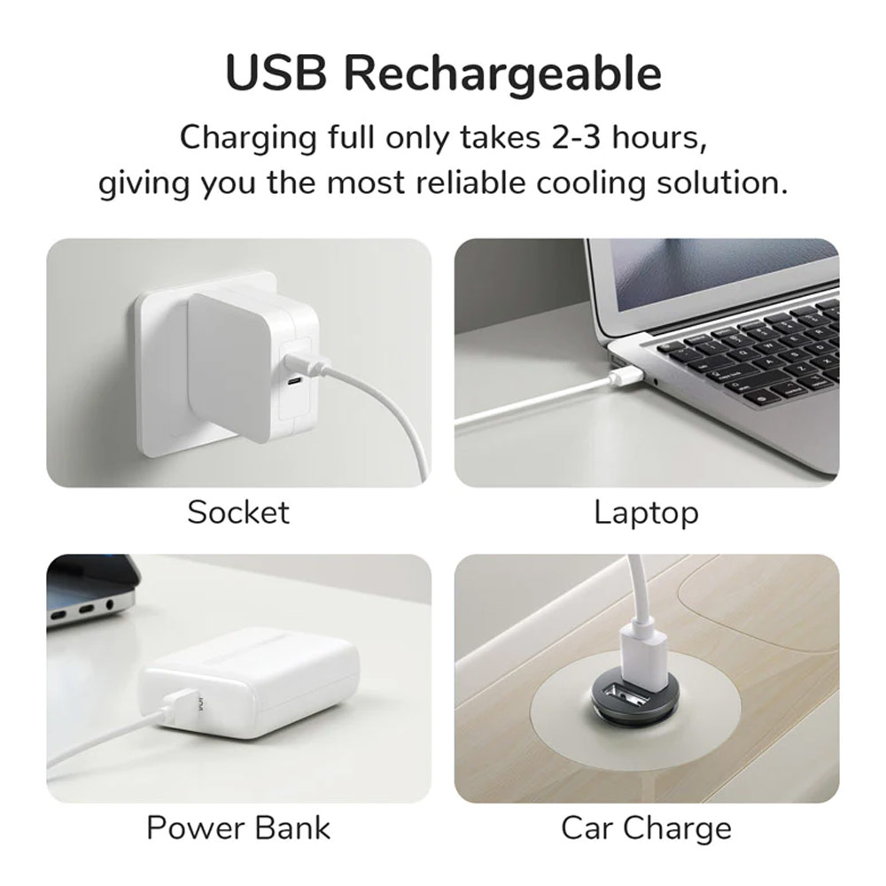 Picture of Jisulife Malaysia 3 Speed Wind Portable Fast Charge Rechargeble 2000mAh Handheld Fan for Outdoor Indoor Badminton Court Concert Picnic Camping FA21 (White)