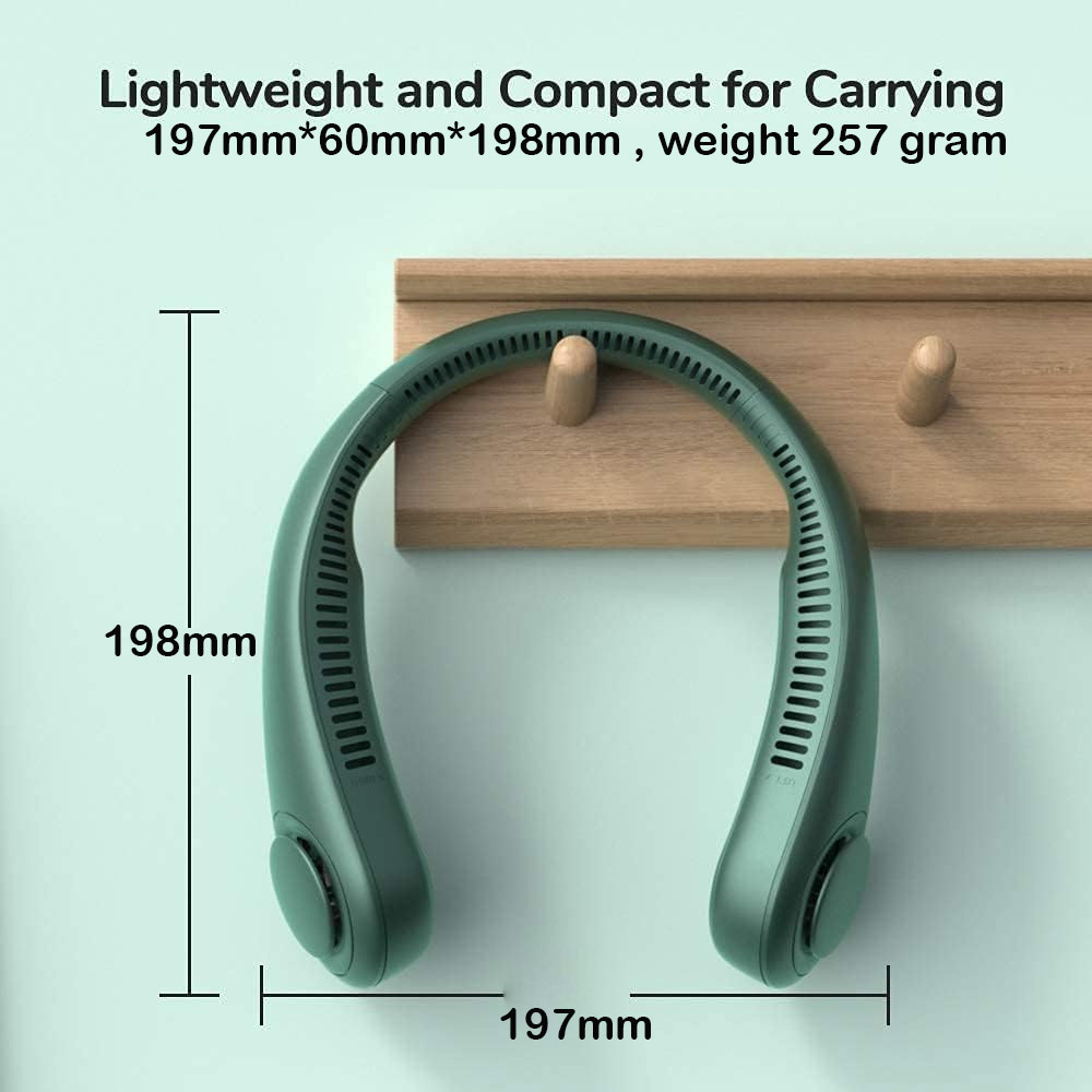 Picture of JISULIFE Malaysia Portable Neck Fan Hands Free Bladeless Fan 4000 mAh Battery Operated Wearable Personal Fan Leafless Rechargeable Headphone Design USB Powered Desk Fan 3 Speeds  for Running Badminton Indoor Court Concert Picnic Camping Outdoor Activity FA14  (Green)