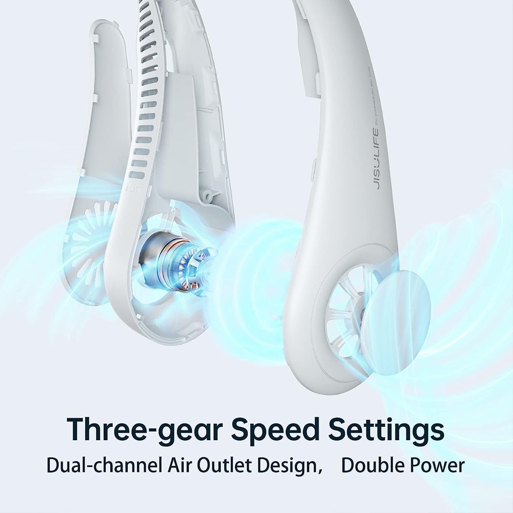 Picture of JISULIFE Malaysia Portable Neck Fan Hands Free Bladeless Fan 4000 mAh Battery Operated Wearable Personal Fan Leafless Rechargeable Headphone Design USB Powered Desk Fan 3 Speeds for Running Badminton Indoor Court Concert Picnic Camping Outdoor Activity FA14 (Grey)