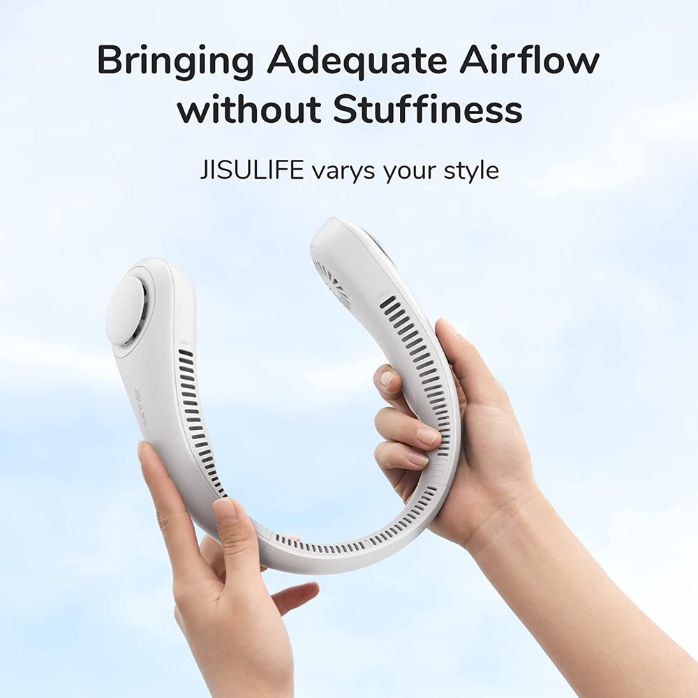 Picture of JISULIFE Malaysia Portable Neck Fan Hands Free Bladeless Fan 4000 mAh Battery Operated Wearable Personal Fan Leafless Rechargeable Headphone Design USB Powered Desk Fan 3 Speeds for Running Badminton Indoor Court Concert Picnic Camping Outdoor Activity FA14 (Grey)