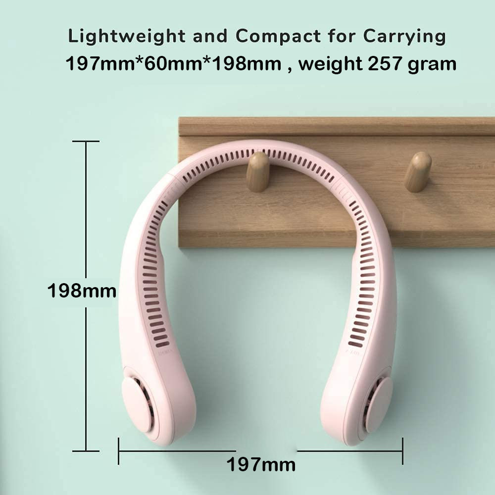Picture of JISULIFE Malaysia Portable Neck Fan Hands Free Bladeless Fan 4000 mAh Battery Operated Wearable Personal Fan Leafless Rechargeable Headphone Design USB Powered Desk Fan 3 Speeds  for Running Badminton Indoor Court Concert Picnic Camping Outdoor Activity FA14 (Pink)