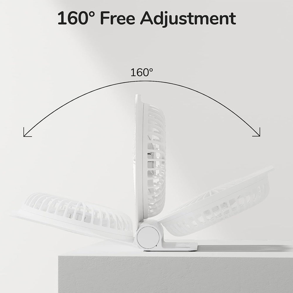 Picture of Jisulife Malaysia Ultra Slim Table Fan Lite Strong Air Flow 4 Speed Wind Portable Rechargeable 4500mAh Desktop Fan For Home Office Outdoor Travel (White)