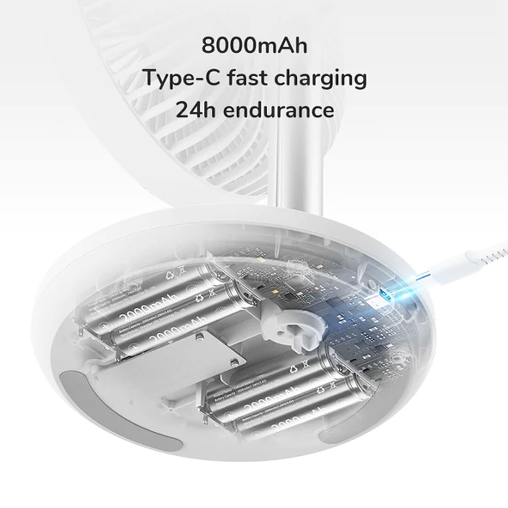 Picture of JISULIFE Malaysia Oscillating Rotation Desk Fan Portable Timer Setting Extendable Desktop Fan 8000mAh USB-C Rechargeable Electric Table Fan for Office Room Travel Outdoor Indoor Picnic FA13P (Dark Green)