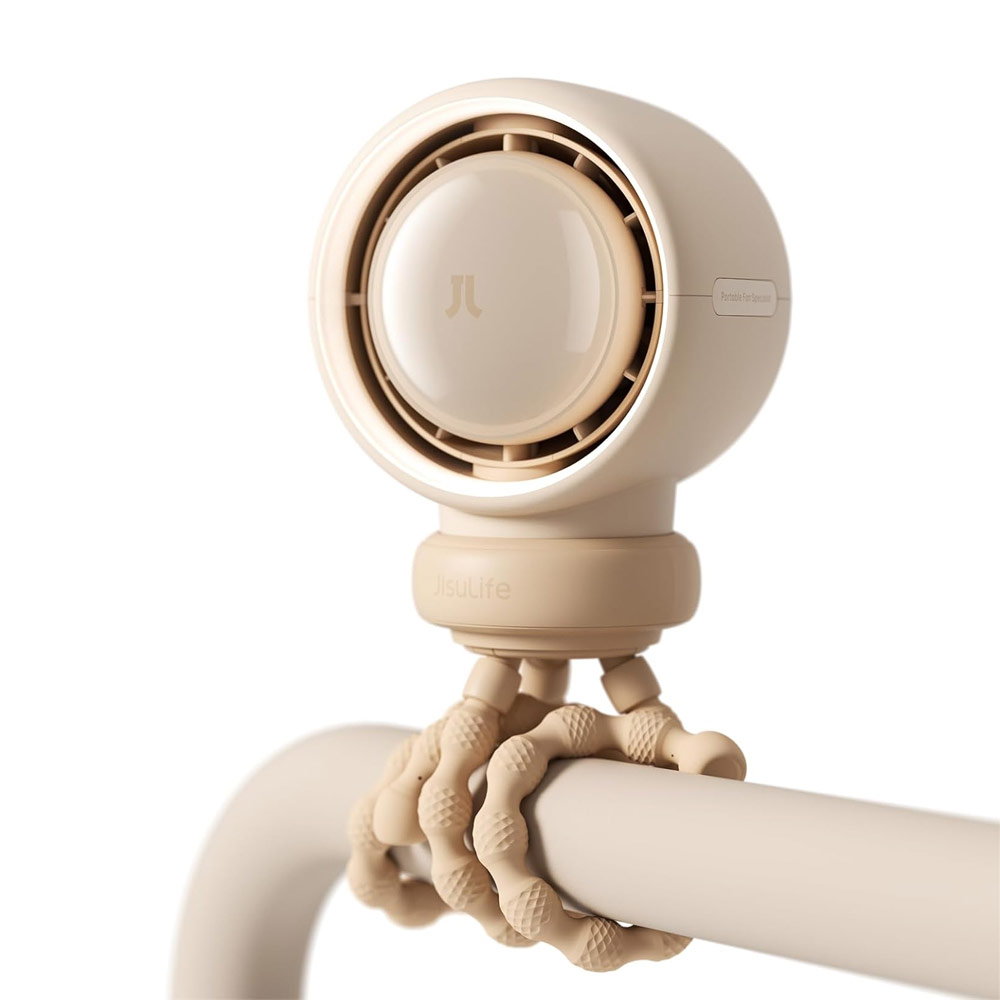 Picture of Jisulife Malaysia Life2 Child Baby Safe Stroller Car Seat Rotatable Flexible Tripod Rechargeable Bladeless Fan (Brown)