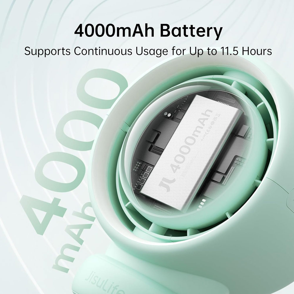 Picture of Jisulife Malaysia Life2 Child Baby Safe Stroller Car Seat Rotatable Flexible Tripod Rechargeable Bladeless Fan (Green)