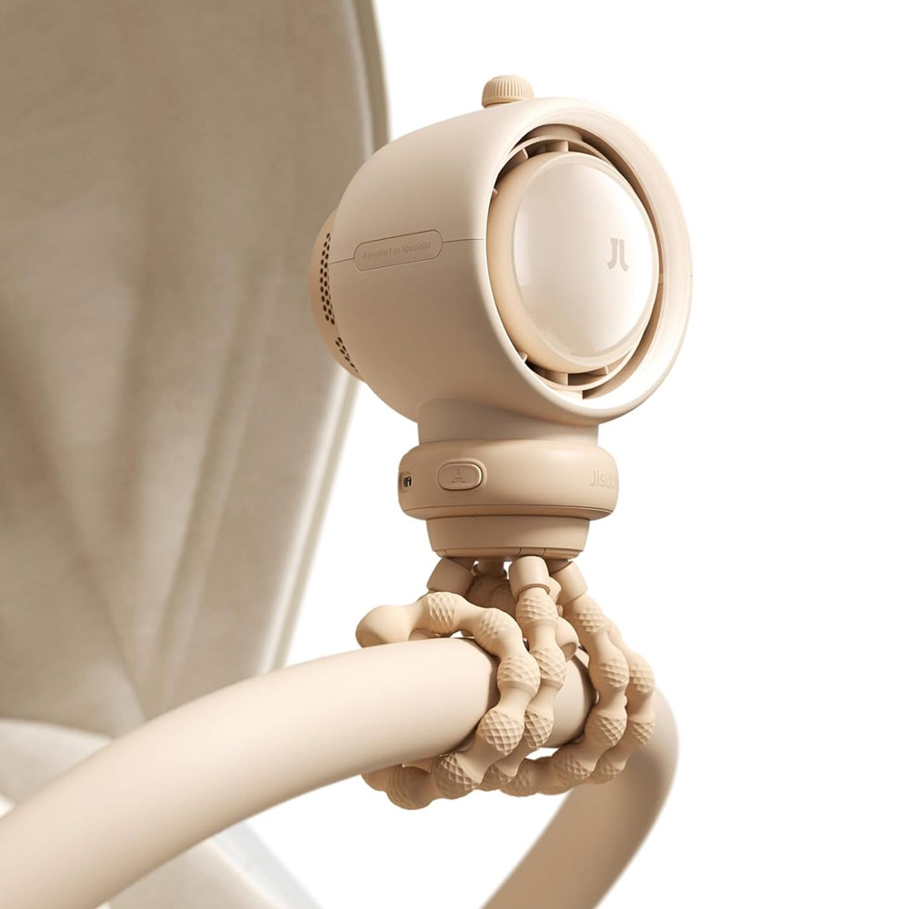 Picture of Jisulife Malaysia Life2 S Child Baby Safe Stroller Car Seat Auto OscillatingFlexible Tripod Rechargeable Bladeless Fan (Brown)