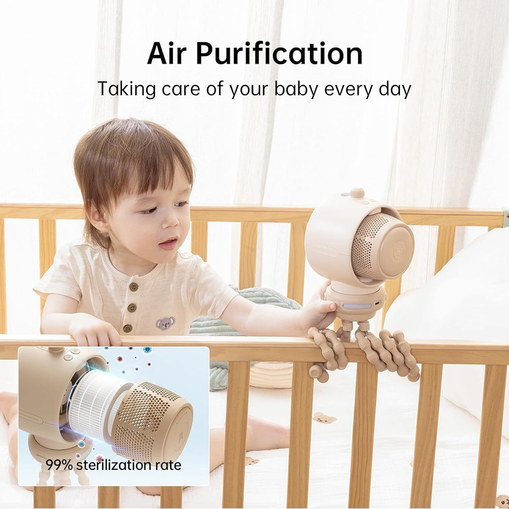 Picture of Jisulife Malaysia Life2 S Child Baby Safe Stroller Car Seat Auto OscillatingFlexible Tripod Rechargeable Bladeless Fan (Brown)