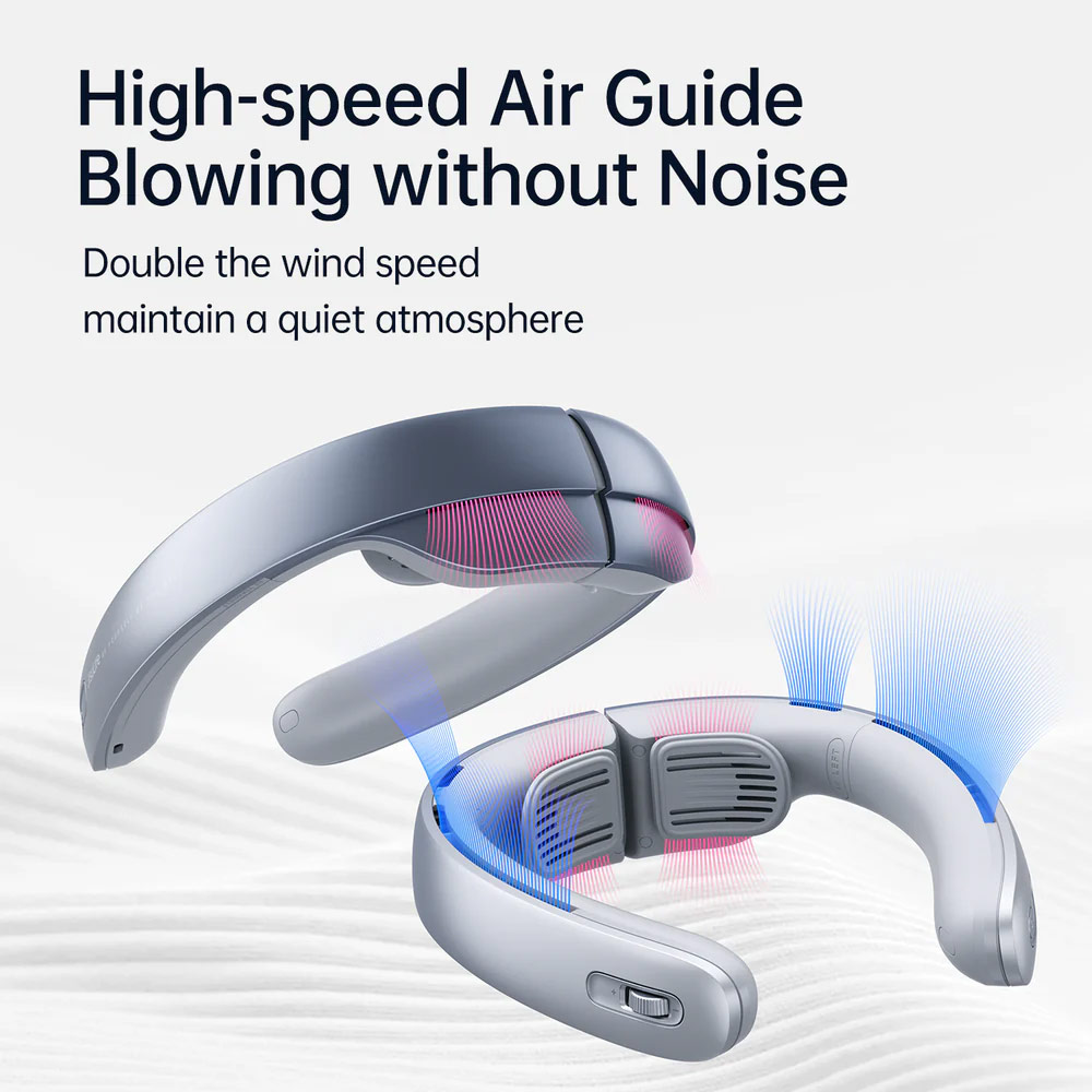 Picture of JISULIFE Malaysia Super Power High Speed Air Neck Cooler Portable Neck Fan Hands Free Bladeless Fan 5000mAh Battery Operated Wearable Personal Fan Leafless Rechargeable Headphone Design 100 Speed Neck Fan FA45 (Silver Grey)