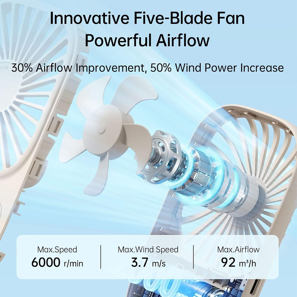 Picture of Jisulife Malaysia Handheld Fan Ultra Thin Mini Fan Small Portable Fan USB Rechargeable Personal Lash Fan with 3 Speeds for Office Outdoor Travel (Beige)