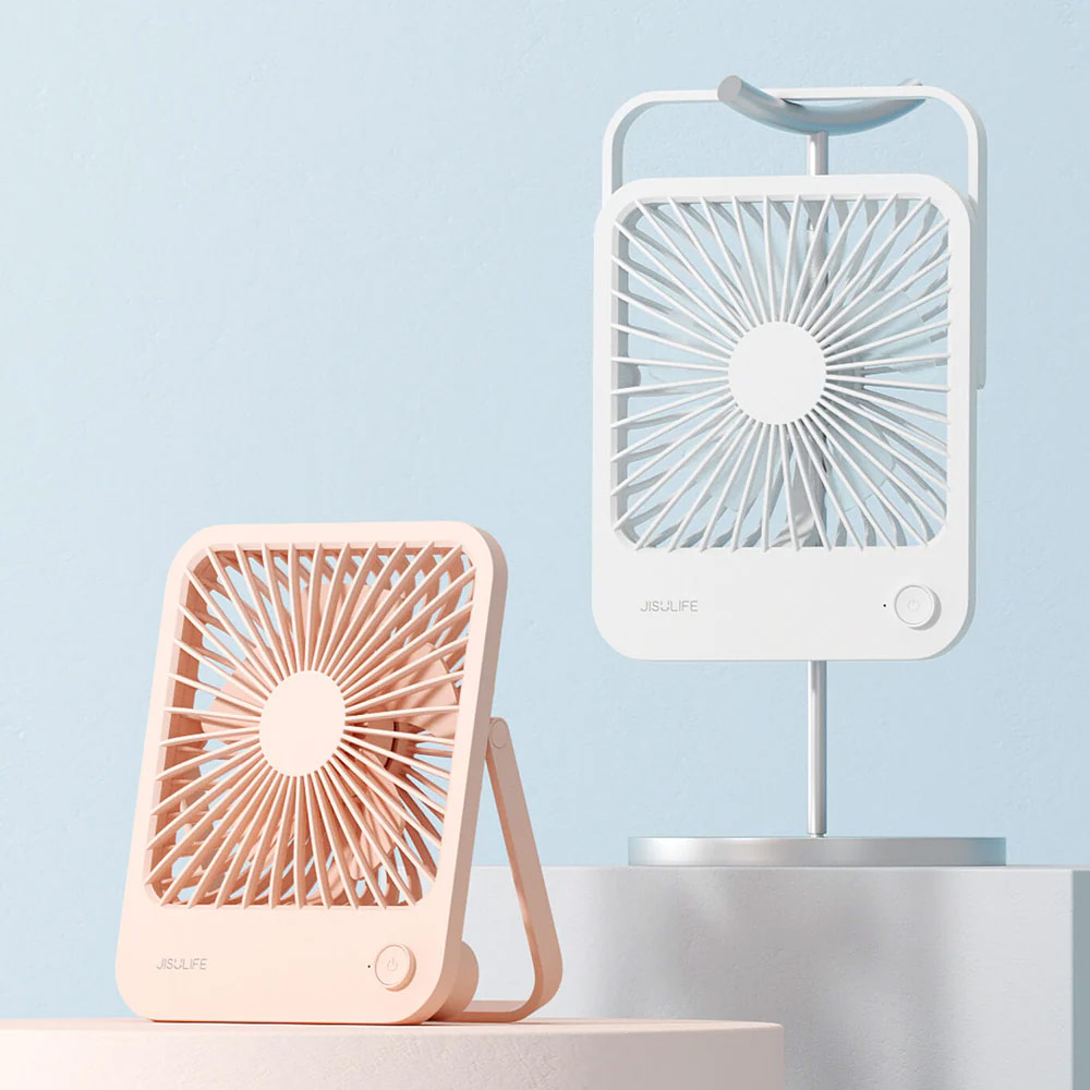 Picture of JISULIFE Malaysia Table Desk Fan Ultra Slim Portable Desktop Fan Strong Airflow Ultra Quiet 4500mAh USB Rechargeable Electric Table Fan for Office Room Travel Outdoor Indoor Picnic Camping (White)