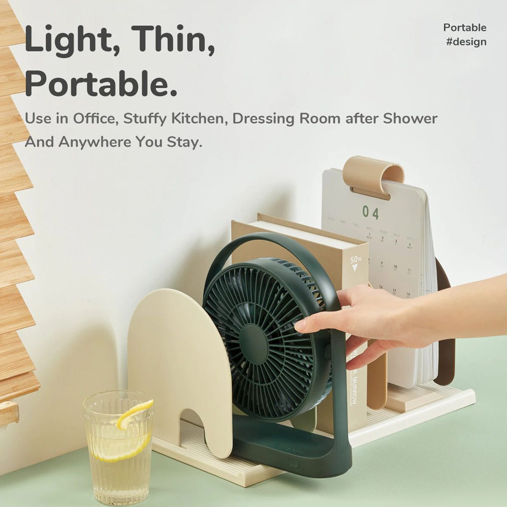 Picture of JISULIFE Malaysia Desk Fan Small Portable Desktop Fan Strong Airflow Ultra Quiet 4000mAh USB Rechargeable Electric Table Fan for Office Room Travel Outdoor Indoor Picnic Camping (White)