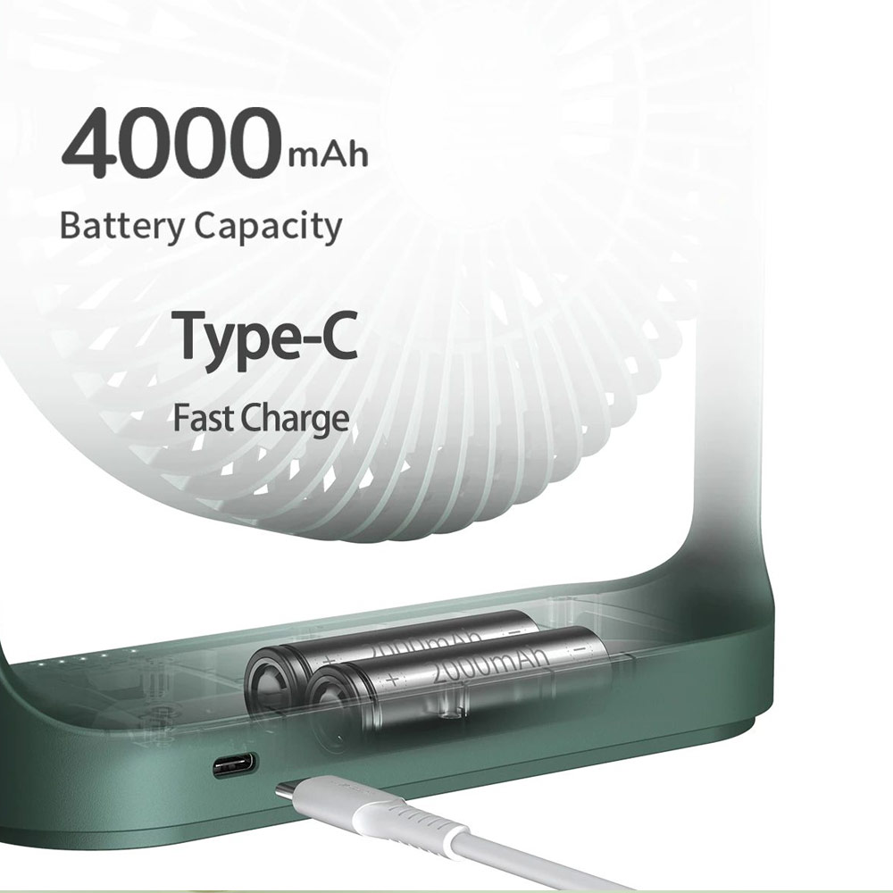 Picture of JISULIFE Malaysia Desk Fan Small Portable Desktop Fan Strong Airflow Ultra Quiet 4000mAh USB Rechargeable Electric Table Fan for Office Room Travel Outdoor Indoor Picnic Camping (White)