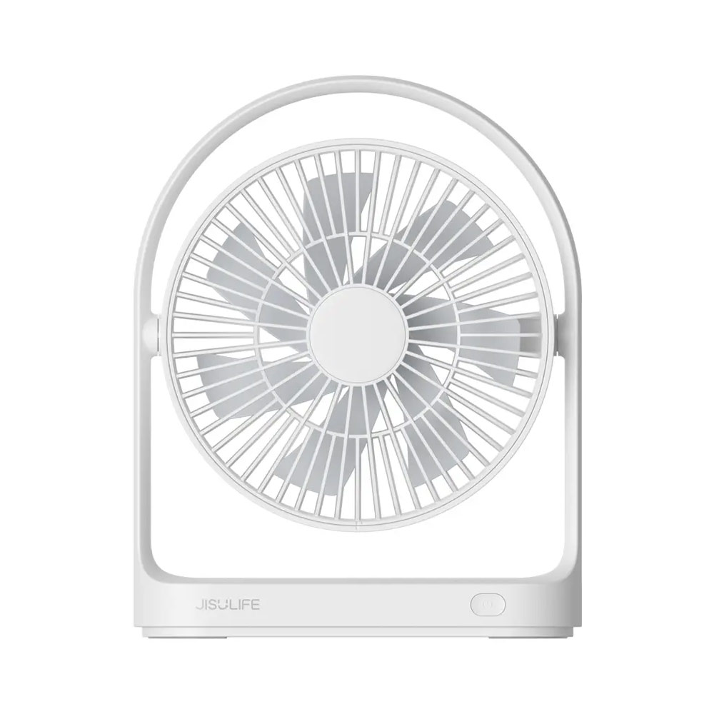 Picture of JISULIFE Malaysia Desk Fan Small Portable Desktop Fan Strong Airflow Ultra Quiet 4000mAh USB Rechargeable Electric Table Fan for Office Room Travel Outdoor Indoor Picnic Camping (White)