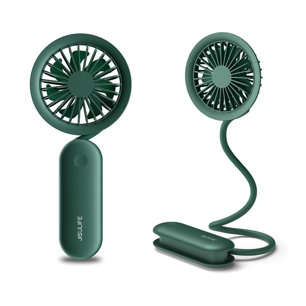 Picture of Jisulife Malaysia Versatile Handheld Mini Fan Portable Rechargeable 2000mAh Hanging Handheld Mini Fan for Outdoor Indoor Badminton Court Concert Picnic Camping FA15 (Green)