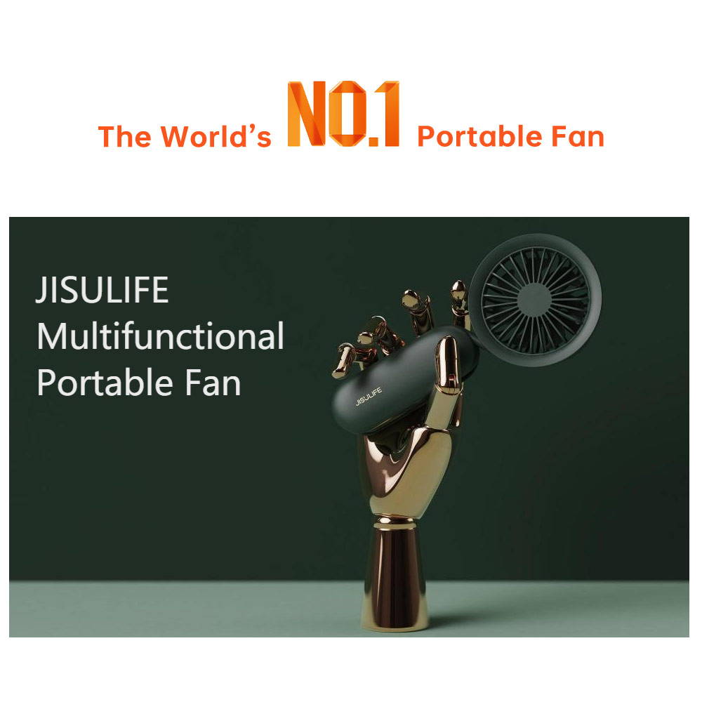 Picture of Jisulife Malaysia Versatile Handheld Mini Fan Portable Rechargeable 2000mAh Hanging Handheld Mini Fan for Outdoor Indoor Badminton Court Concert Picnic Camping FA15 (White)