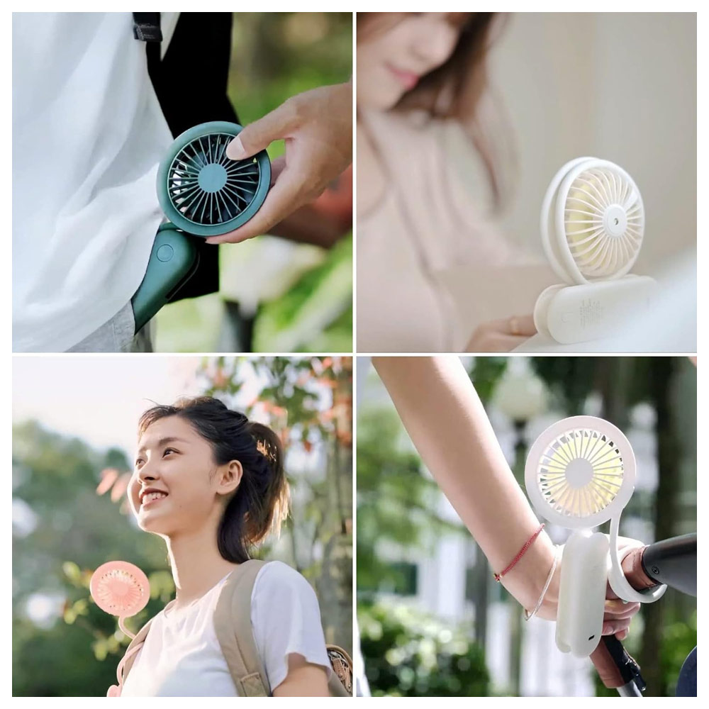 Picture of Jisulife Malaysia Versatile Handheld Mini Fan Portable Rechargeable 2000mAh Hanging Handheld Mini Fan for Outdoor Indoor Badminton Court Concert Picnic Camping FA15 (White)