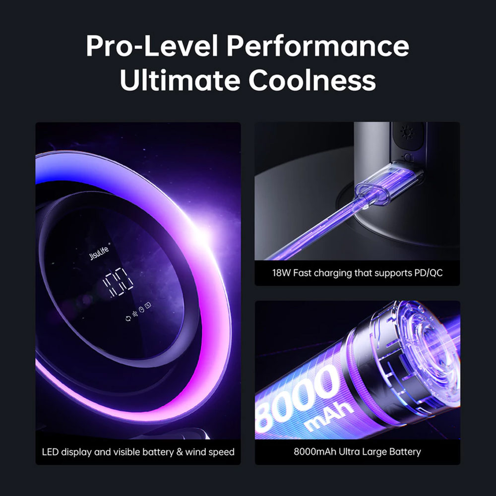 Picture of JISULIFE Malaysia 100 Speed Table Desk Bladeless Blade Less Fan Ultra Pro Portable Desktop Oscillating Fan Strong Airflow with Air Purifier Rechargeable Table Fan for Office Room Travel Outdoor Indoor Picnic Camping Jisulife Table Pro 3