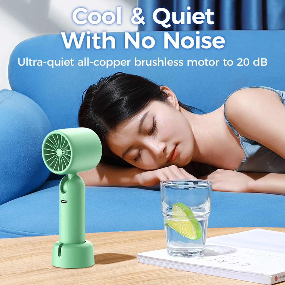 Picture of Joyroom JR-CY453 USB-C 3 Speed Hold and Stand On Desk Folding Handheld Fan 3000mAh (Green)