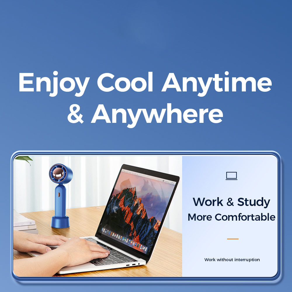 Picture of Joyroom JR-CY453 USB-C 3 Speed Hold and Stand On Desk Folding Handheld Fan 3000mAh (Green)