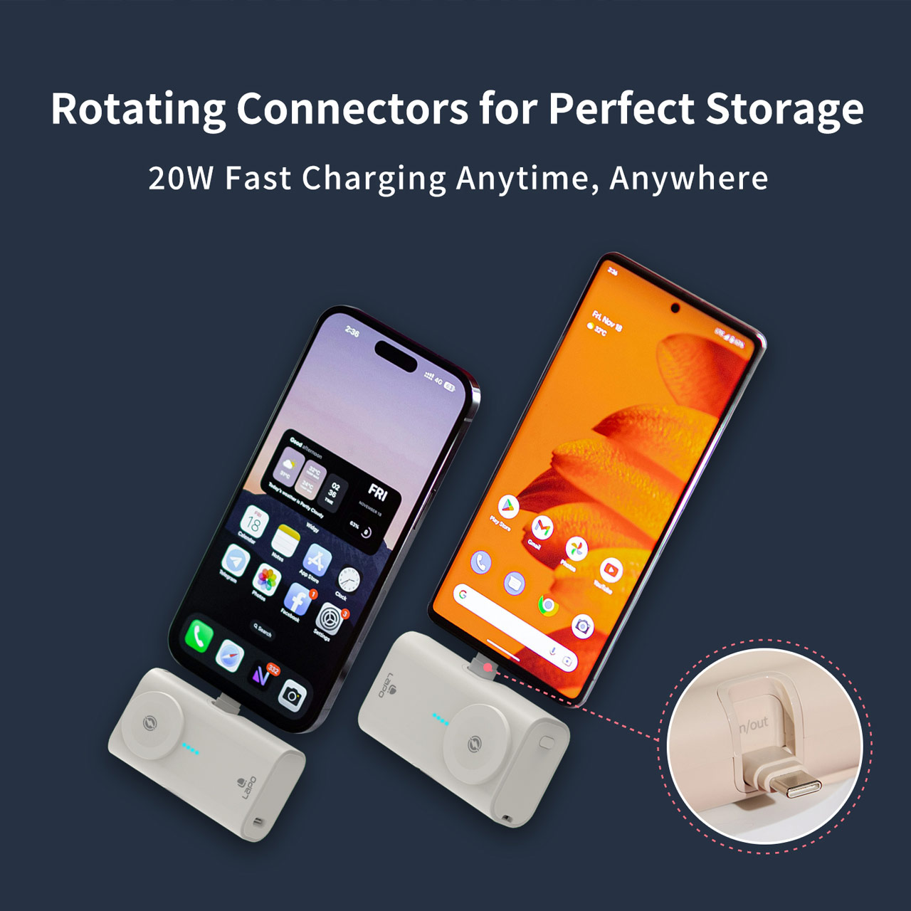 Picture of Lapo iWatch Powerbank Pocket Mini Small Size Powerbank 20W Fast Charge with Type-C Connector Apple Watch Powerbank (Black)