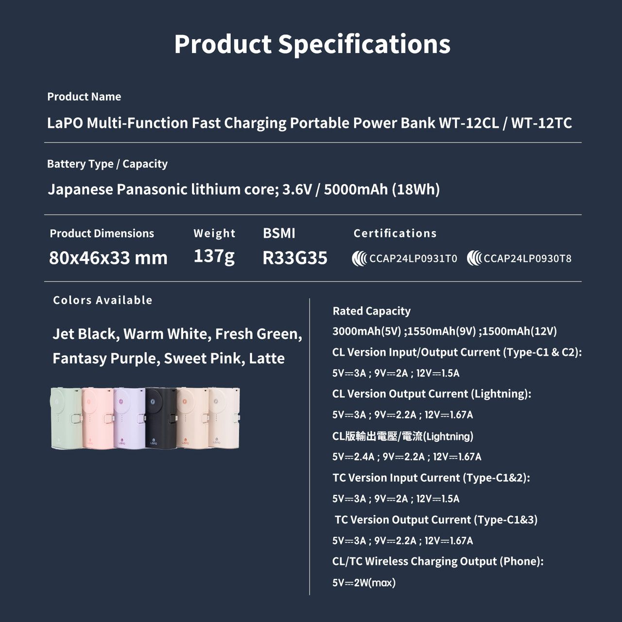 Picture of Lapo iWatch Powerbank Pocket Mini Small Size Powerbank 20W Fast Charge with Type-C Connector Apple Watch Powerbank (Beige)