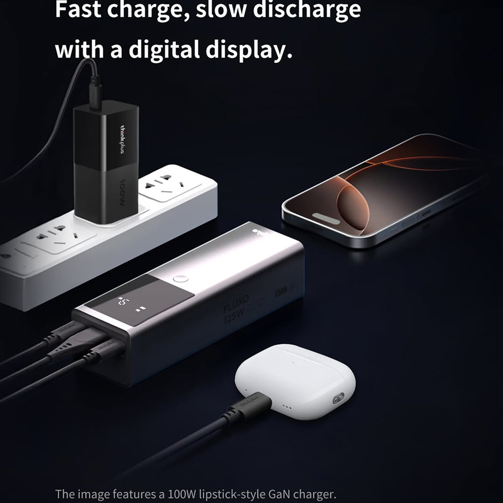 Picture of Lenovo Thinkplus Fluxo CCC 3C Certified Laptop Notebook Travel Power Bank Mini Size 125W Output 12800mAh