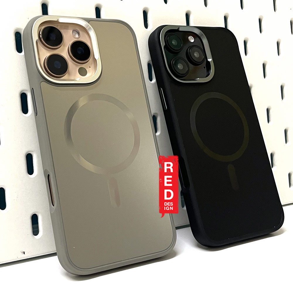 Picture of Apple iPhone 16 Pro 6.3 Case | Machino Chrome Hybrid Metal Lens Frame Magnetic Compatible Drop Protection Case for iPhone 16 Pro 6.3 (Black)