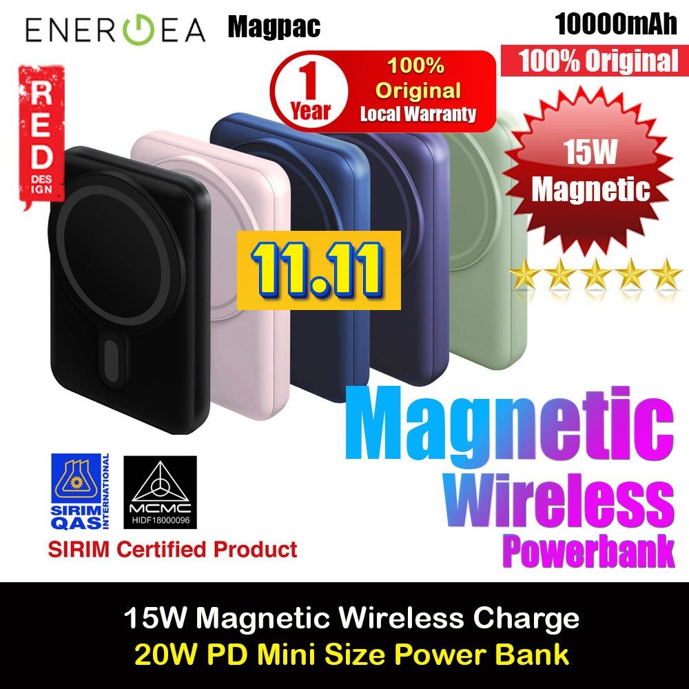 Picture of Energea Magpac Mini Magnetic Wireless Charge Charging Powerbank 15W Max 20W USB-C PD with Viewing Stand (Purple)