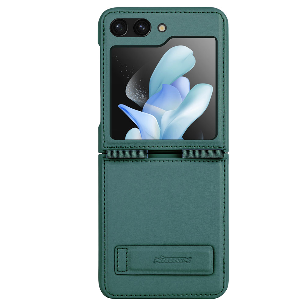 Picture of Samsung Galaxy Z Flip 5 Case | Nillkin Qin Slim and Light PU Vegan Leather and PC Protection Case for Samsung Galaxy Z Flip 5 (Deep Green)