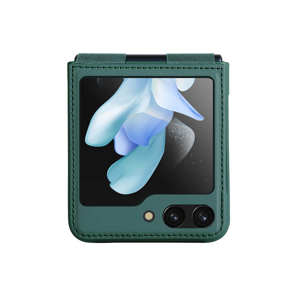 Picture of Samsung Galaxy Z Flip 5 Case | Nillkin Qin Slim and Light PU Vegan Leather and PC Protection Case for Samsung Galaxy Z Flip 5 (Deep Green)