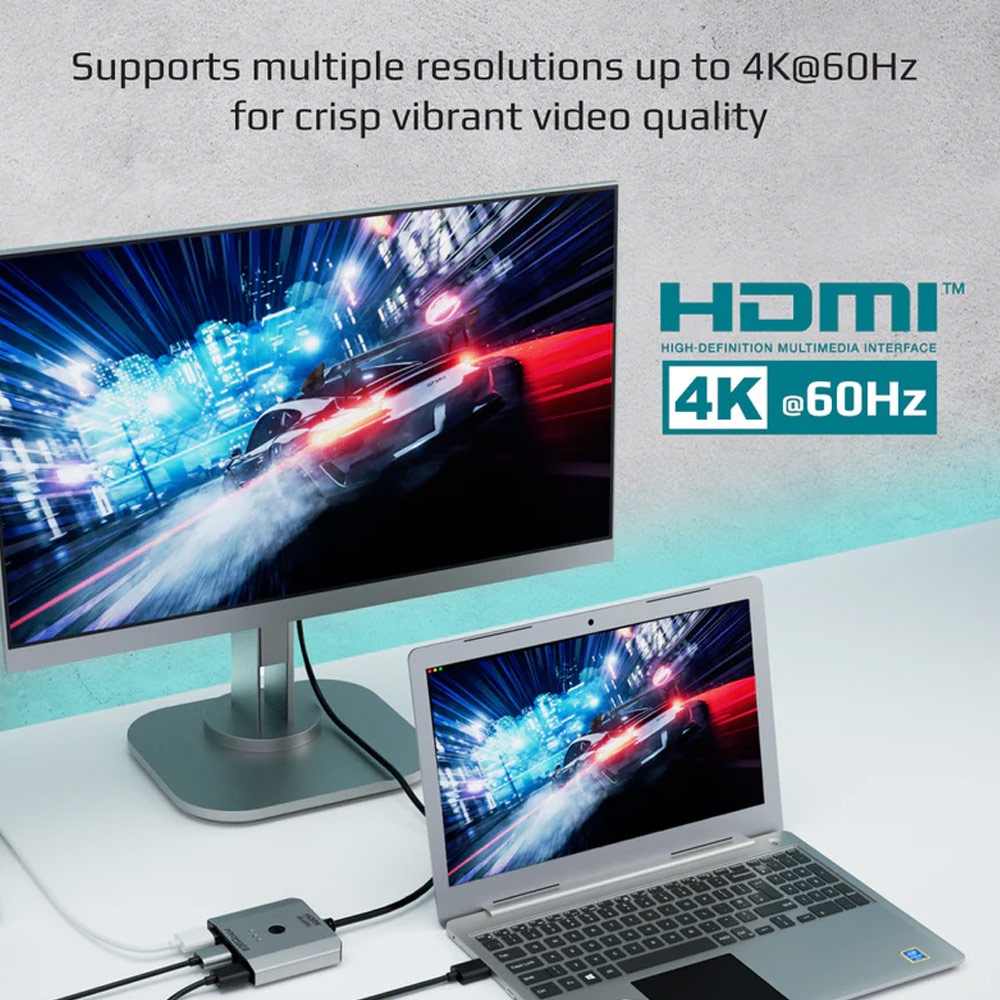 Picture of Promate 3 HDMI Splitter Switch Ultra HD Clarity Resolutions up to 4K@60Hz For Multiple Devices PC Laptop Presentation to 1 Output Display MediaSwitch-H3