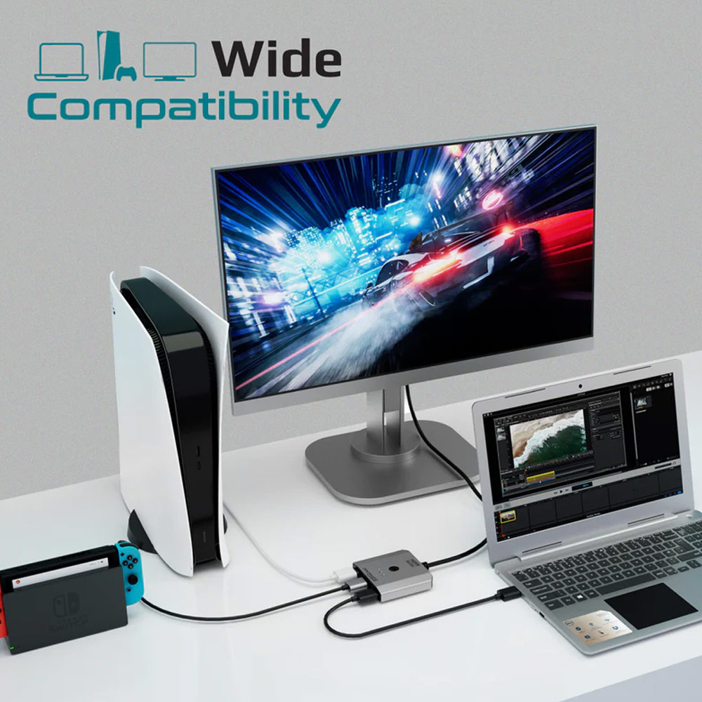 Picture of Promate 3 HDMI Splitter Switch Ultra HD Clarity Resolutions up to 4K@60Hz For Multiple Devices PC Laptop Presentation to 1 Output Display MediaSwitch-H3