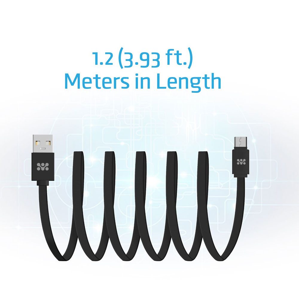 Picture of PROMATE LinkMate-U2F USB-A to Micro-USB Flat Cable for high-speed data transmission & charging 120cm