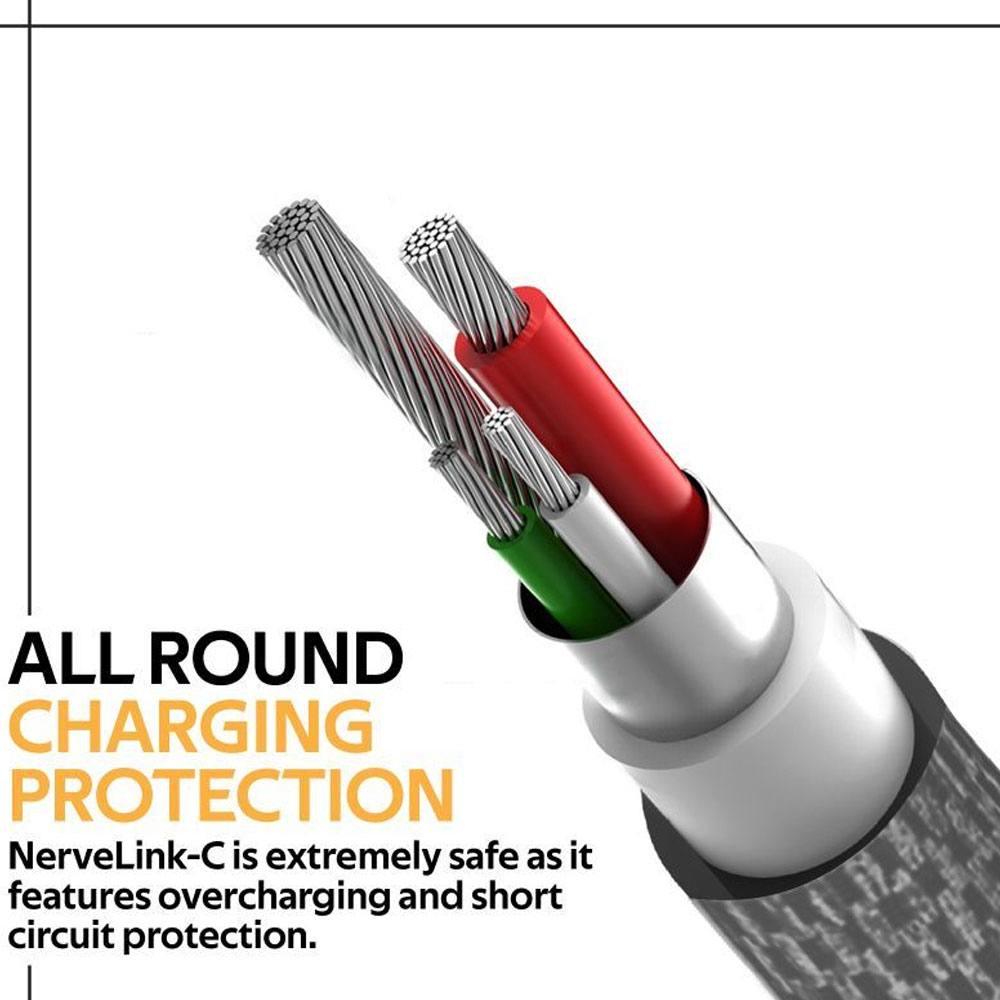 Picture of Promate USB-C™ Cable 3A Fast Charging Heavy Duty Fast Sync Charge 1.2 Meter USB-A to Type C Cable Nervelink-C (Grey)