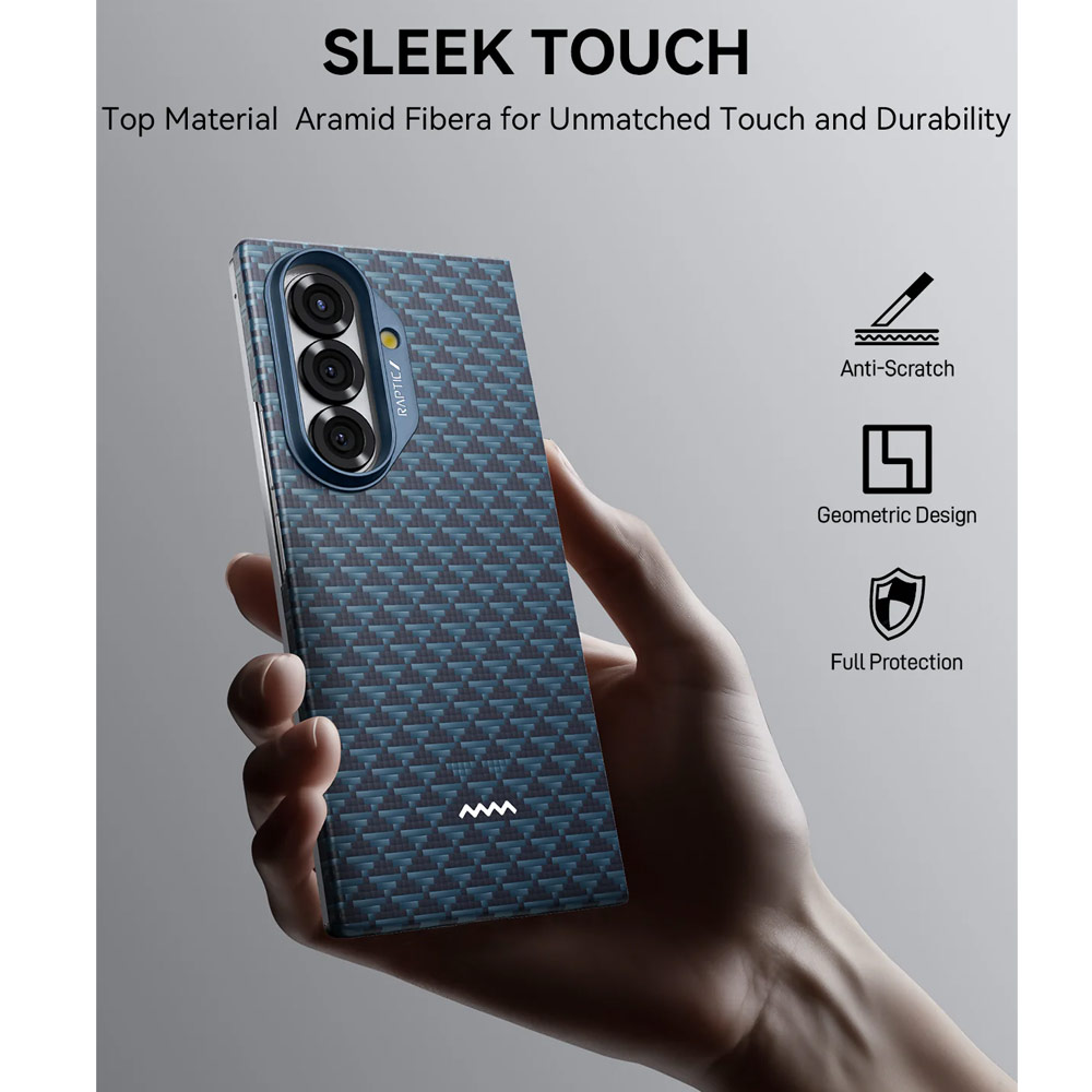 Picture of Samsung Galaxy Z Fold 7  | Raptic Galaxy Z Fold7 Aramid Fiber Skin Magnetic Compatible Skin for Galaxy Z Fold 7 (Profound Blue)