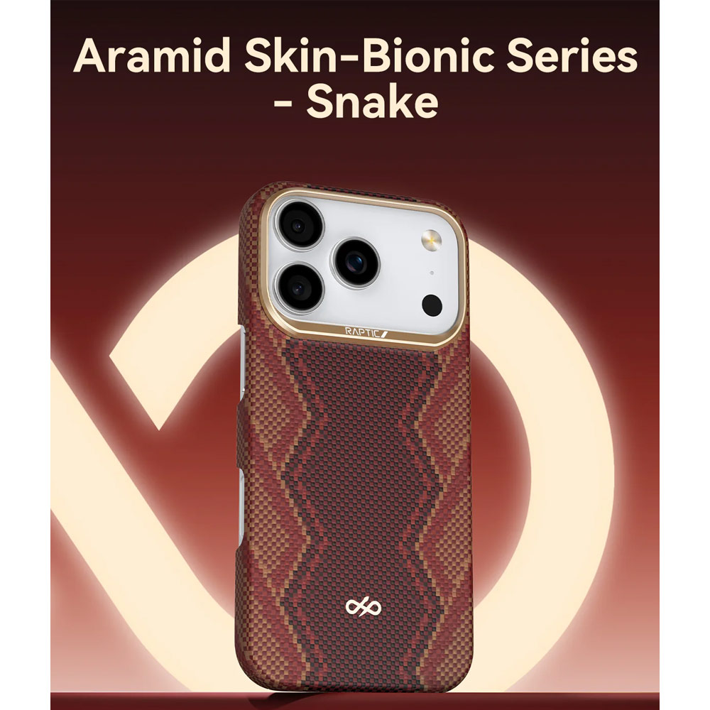 Picture of Apple iPhone 17 Pro 6.3 Case | Raptic Aramid Fibre Bionic Lightweight Ultra Slim Case with Magsafe for iPhone 17 Pro 6.3 (Snake)