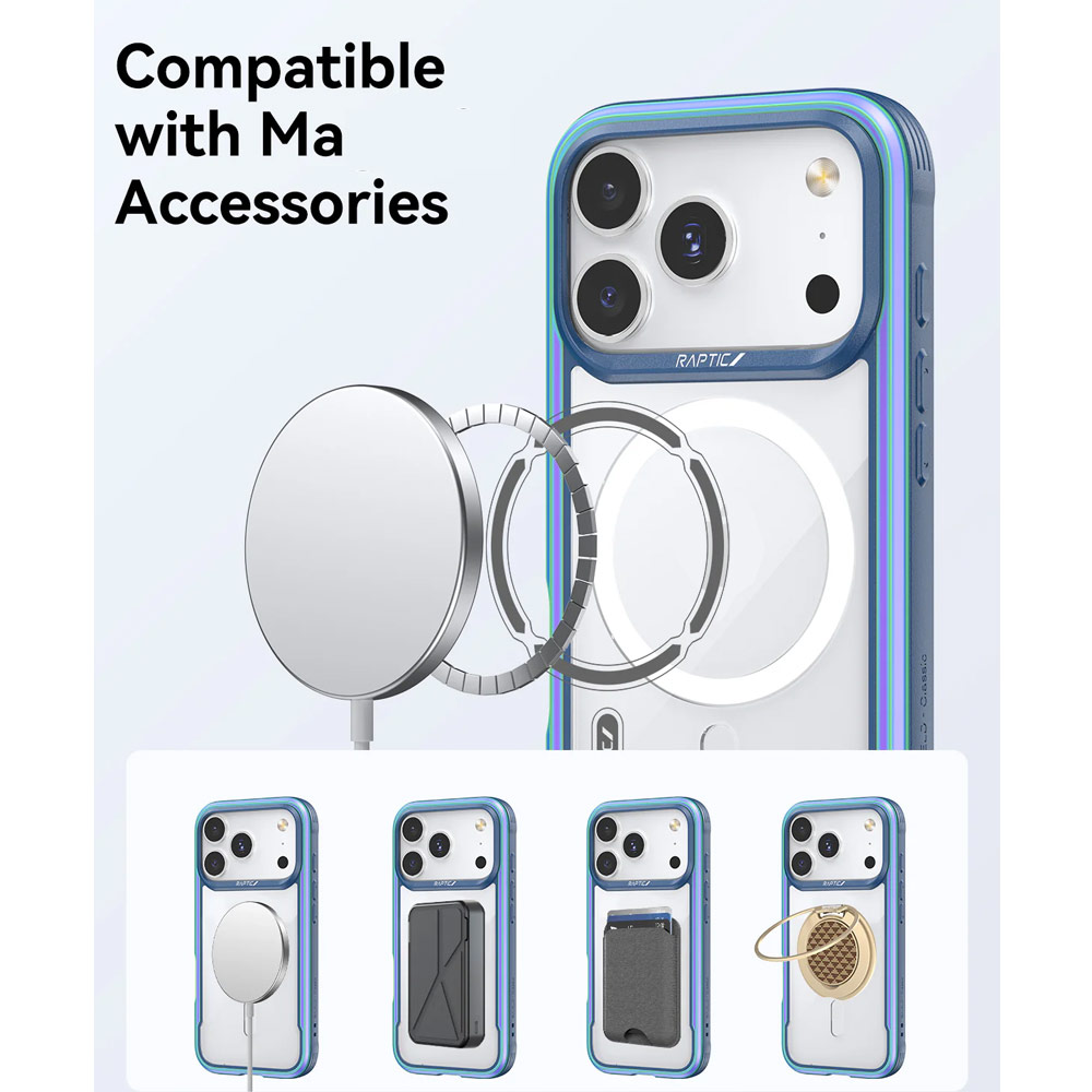 Picture of Apple iPhone 17 Pro Max 6.9 Case | Raptic Shield Classic MgSafe Magnetic Compatible Drop Protection Case for iPhone 17 Pro Max 6.9 (Iridescent)