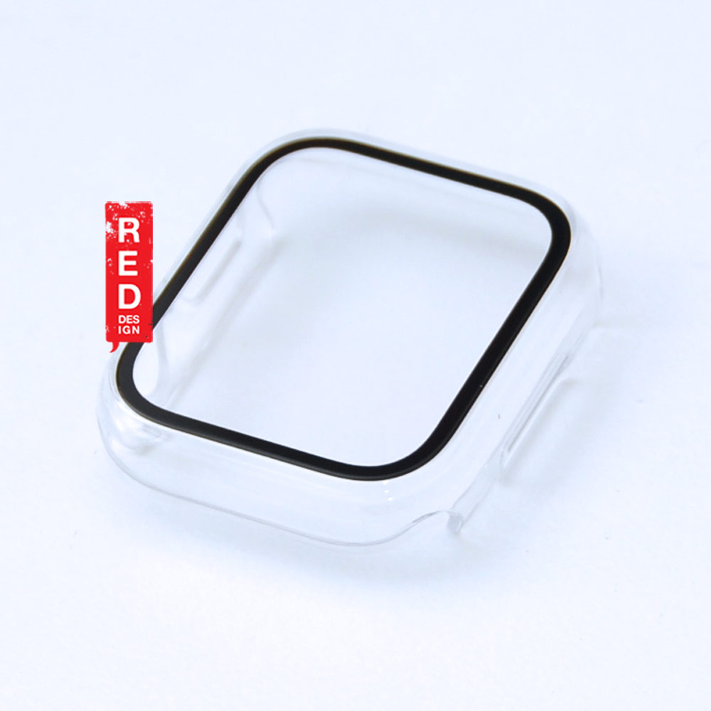 Picture of Apple Watch 45mm Case | Red Design PC and Tempered Glass Full Coverage Case Splash Proof for Apple Watch 45mm Series 7 (Clear)