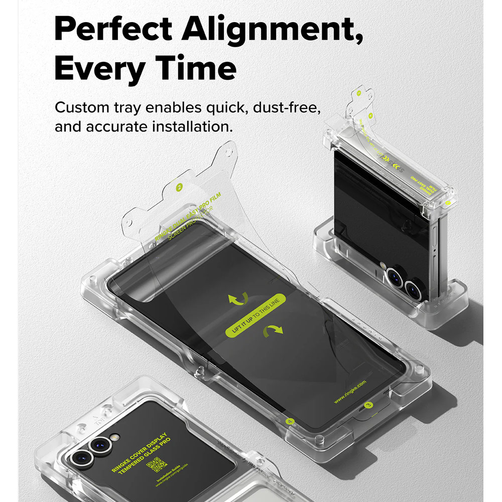 Picture of Samsung Galaxy Z Flip 7 Screen Protector | Ringke 3 in 1 Cover Display Tempered Glass Inner Screen Protector Hinge Protector for Samsung Galaxy Z Flip 7