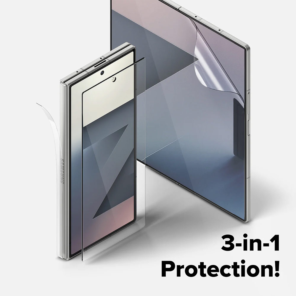 Picture of Samsung Galaxy Z Fold 7 Screen Protector | Ringke 3 in 1 Screen Protector Dual Easy Film Interior Screen Protector Display Cover Tempered Glass Hinge Protector for Samsung Galaxy Z Fold 7