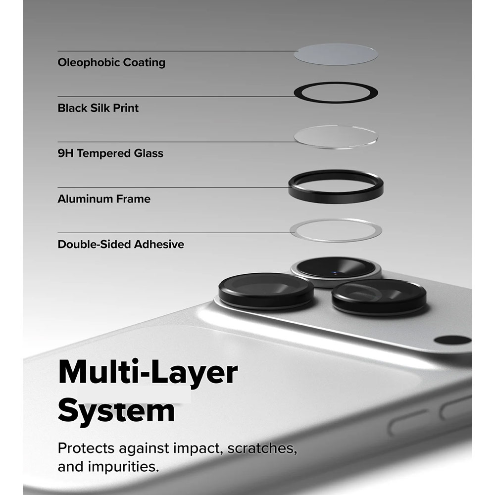 Picture of Apple iPhone 17 Pro 6.3  | Ringke Camera Lens Frame Glass Protector with Easy Installation for iPhone 17 Pro Max 6.9 iPhone 17 Pro 6.3 (Black)