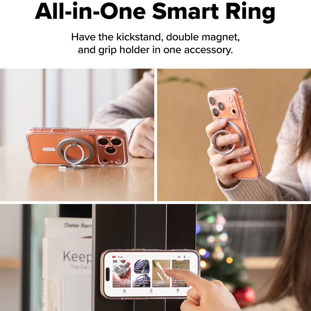 Picture of Ringke Dual Magnetic Smart Ring Phone Grip and Kickstand Stand Zinc Alloy (Satin Silver)