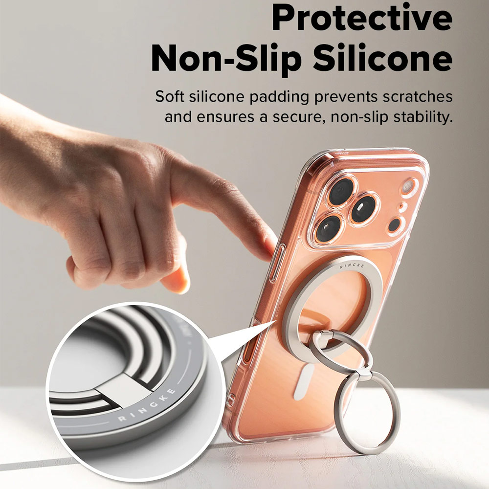 Picture of Ringke Dual Magnetic Smart Ring Phone Grip and Kickstand Stand Zinc Alloy (Satin Silver)