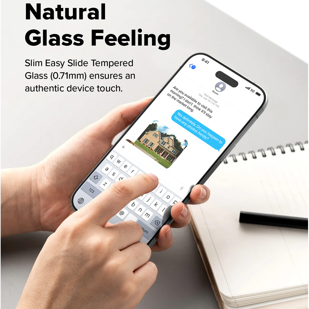 Picture of Apple iPhone Air 6.5 Screen Protector | Ringke Easy Slide Tempered Glass Screen Protector for iPhone Air 6.5 (Clear) 2pcs