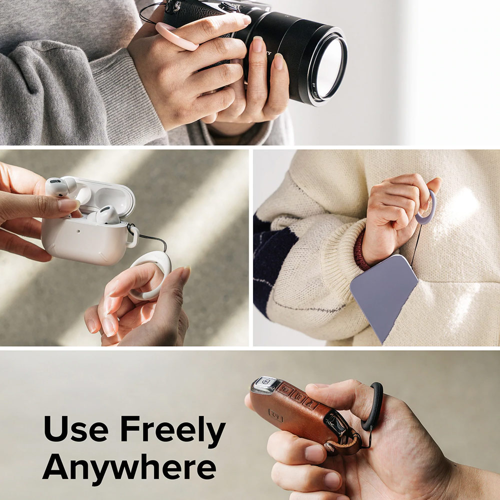 Picture of Ringke Finger Ring Strap for Smartphone Case Strap Camera Strap Airpods Pro Airpods 3 Strap (Black and Pink Sand)