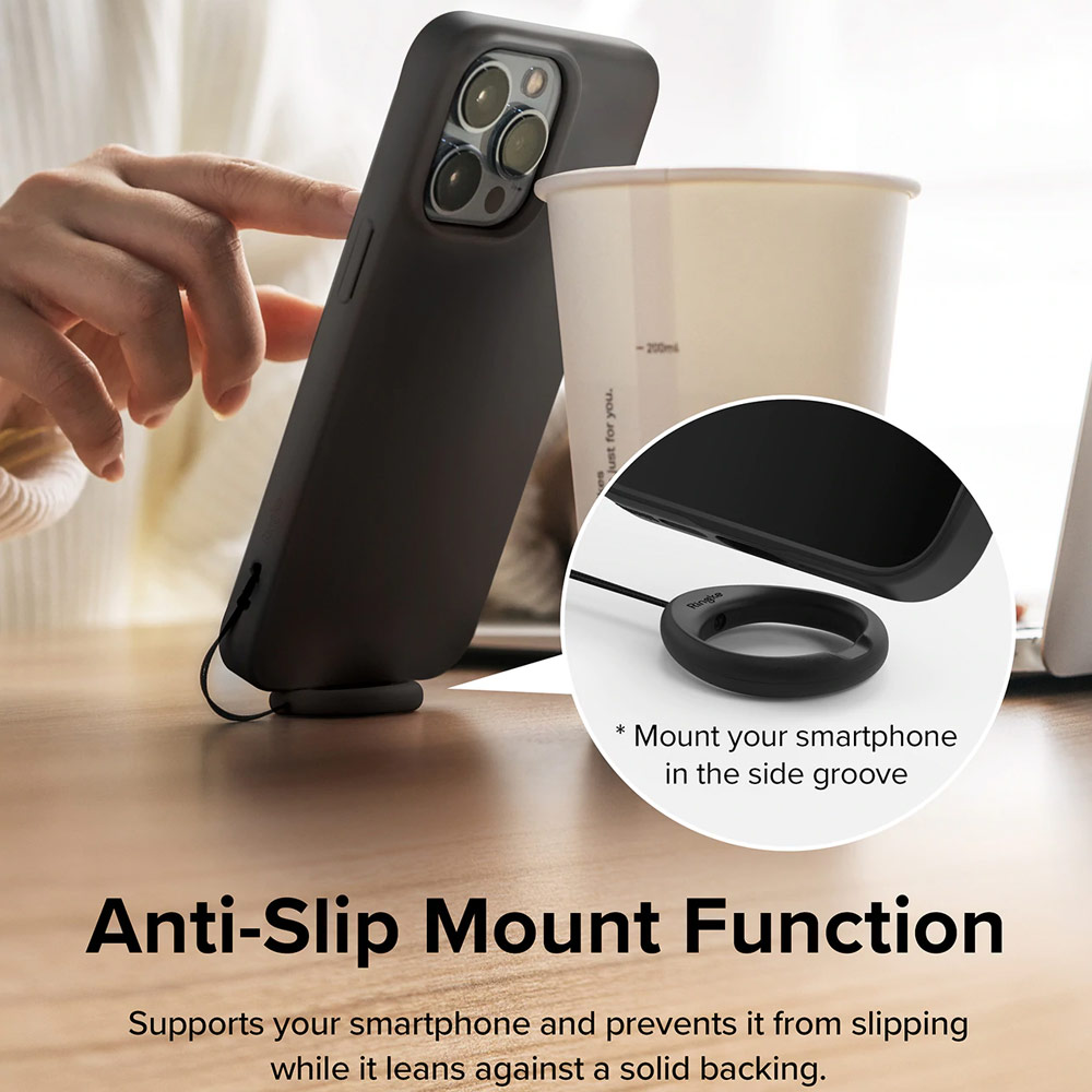 Picture of Ringke Finger Ring Strap for Smartphone Case Strap Camera Strap Airpods Pro Airpods 3 Strap (Black and Pink Sand)