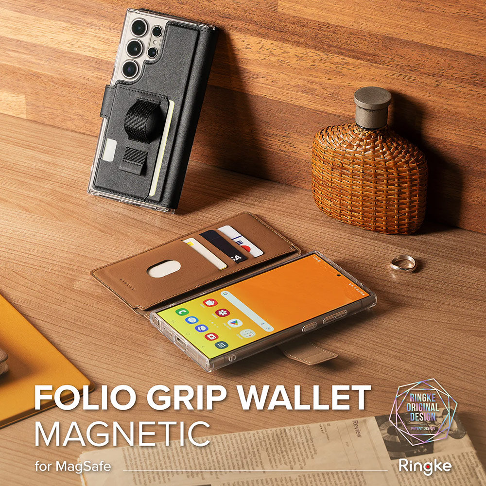 Picture of Samsung Galaxy S25 Ultra  | Ringke Folio Grip Wallet Magnetic Flip Cover Card Holder for Samsung Galaxy S25 Ultra (Black)